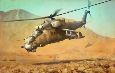 Советские бойцы в Афганистане ворочали подбитый вертолёт за хвост, стреляя из пушки в душманов.